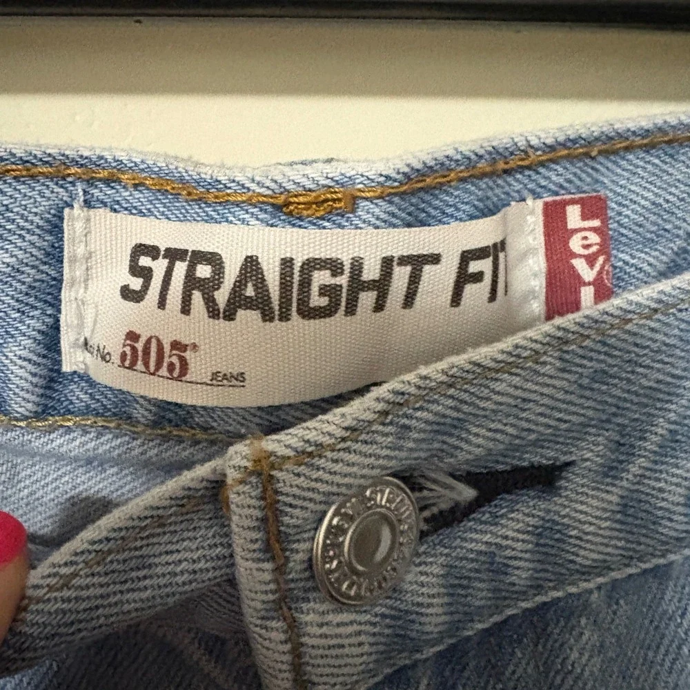 Levi's Mens 36x30 505 Straight Fit Jeans Light Wash Blue Denim 100% Cotton